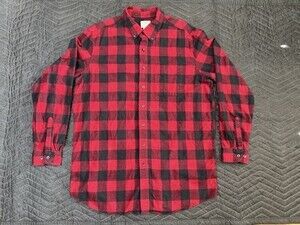L.L. Bean Flannel Shirt Mens L-Tall Plaid Buffalo Check Traditional Fit